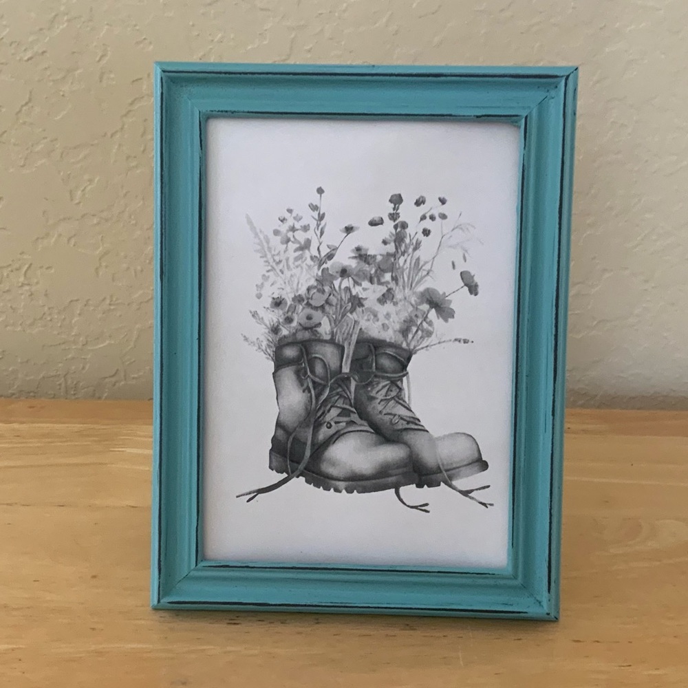 Farmhouse Cowboy boots and sunflowers picture 5x7 w/frame